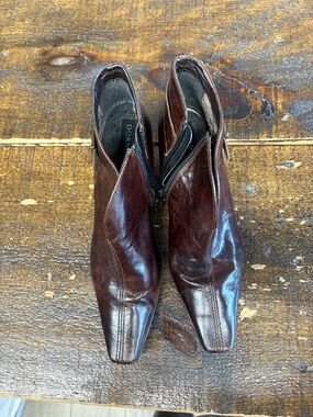 Brown Leather Ankle Booties for Women